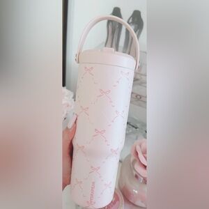 Hydrapeak Tumbler Pink Bows 32oz Stainless Steel Water Bottle Straw Lid New